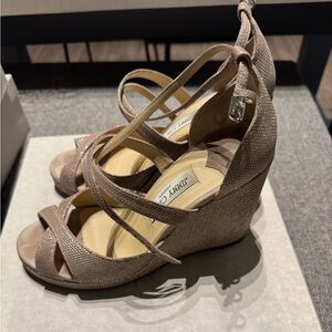 Jimmy Choo Beige Crystal Wedges